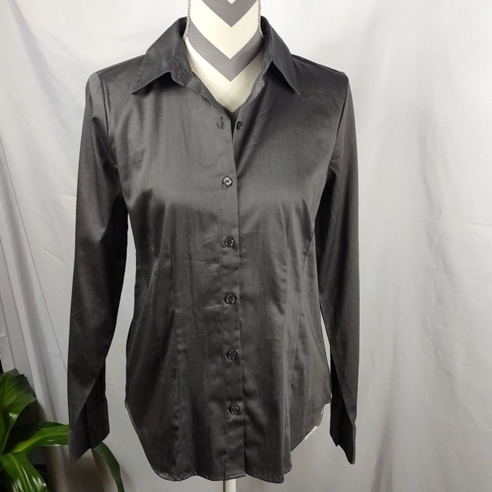 Women's Dark Grey Button-Up Shirt